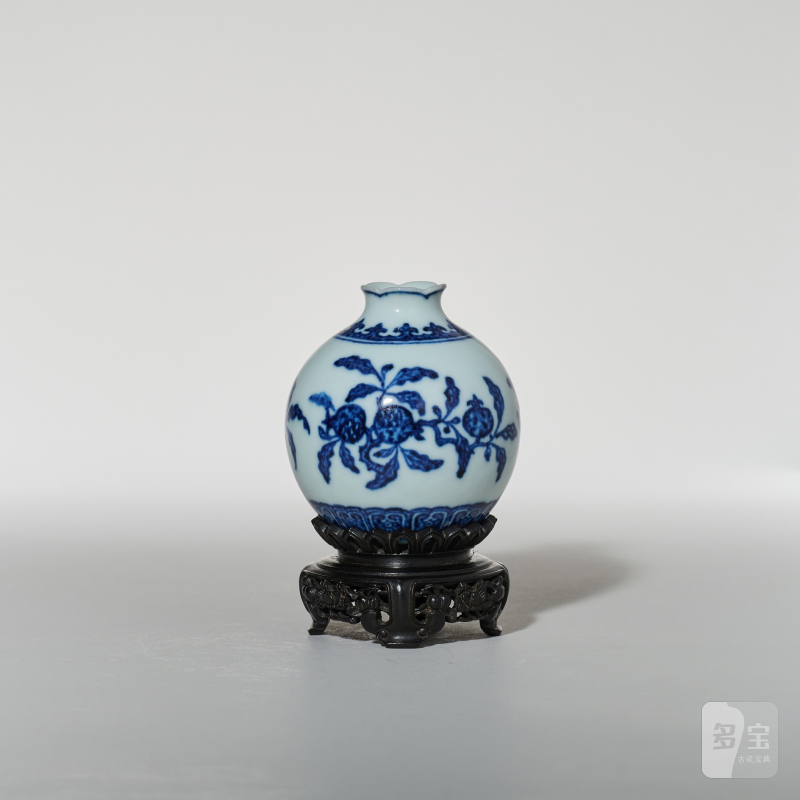 清雍正 青花三多纹石榴尊 - 图4